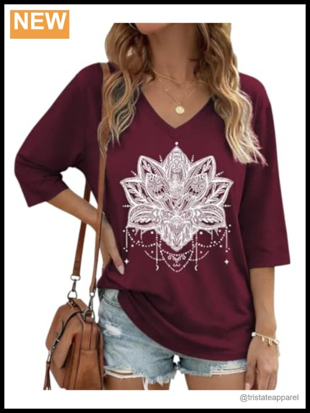 V-Neck Half Sleeve Graphic Tee Summer Casual Loose Fit T-Shirt